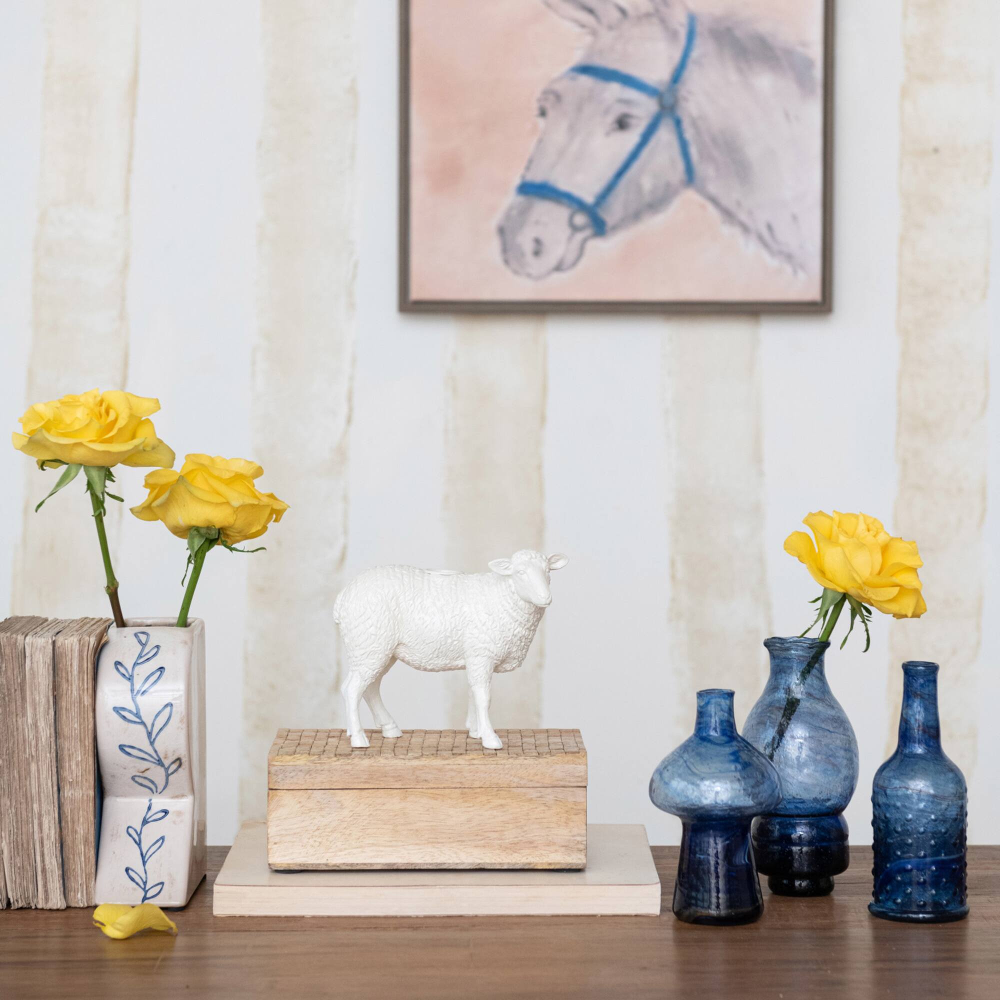 Hello Honey® 6.75" Long White Pastoral Elegance Sheep Taper Candle Holder